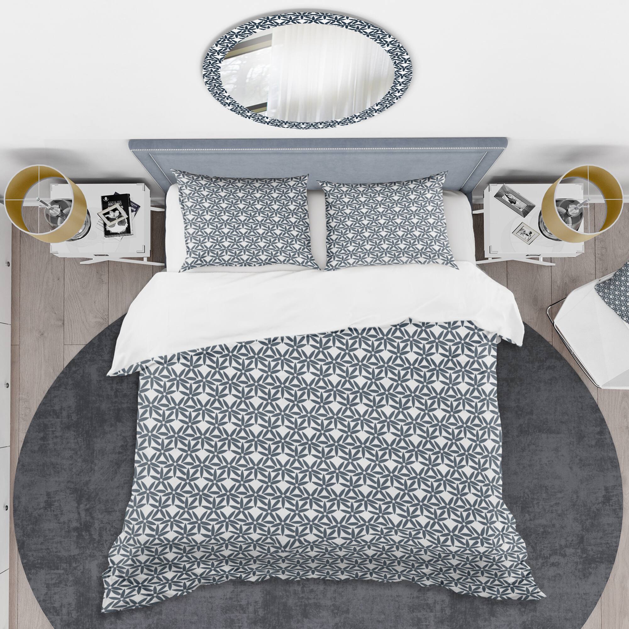 Designart 'Retro Abstract Flower Design IV' Mid-Century Duvet Cover Set